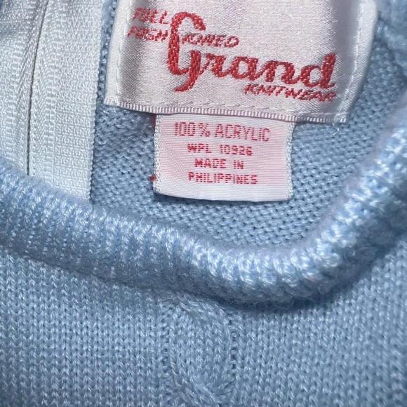 Vintage Grand Knitwear Blue Train Knit footed sweater One Piece Sz 3/6m - Picture 2 of 3